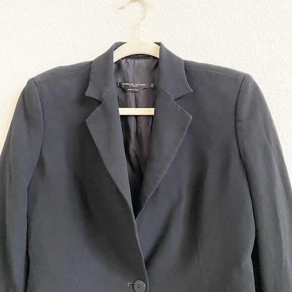 Adrienne Vittadini Womens Blazer Size 8 Black Structured Career Made Italy Lined - Picture 2 of 12